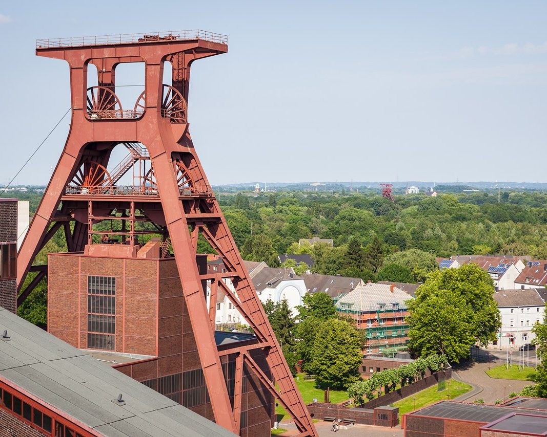 Ausblick auf den Förderturm Zeche Zollverein Erich-Brost-Pavillon