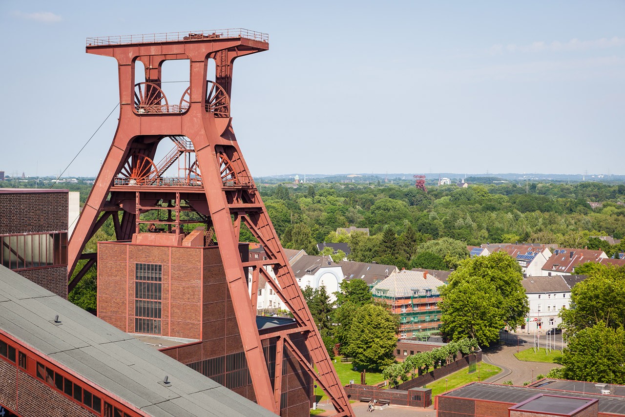 Ausblick auf den Förderturm Zeche Zollverein Erich-Brost-Pavillon