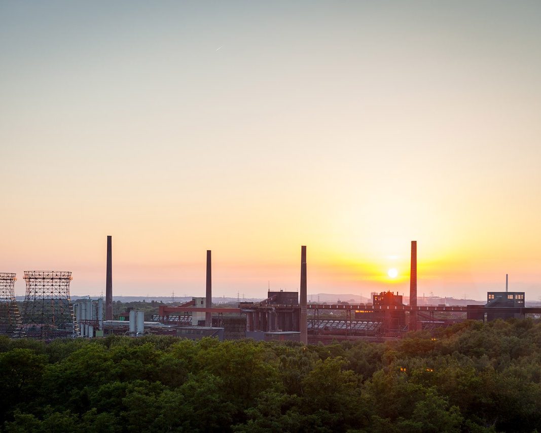 Ruhrgebiet Sonnenuntergang Location Zeche Zollverein Erich-Brost-Pavillon