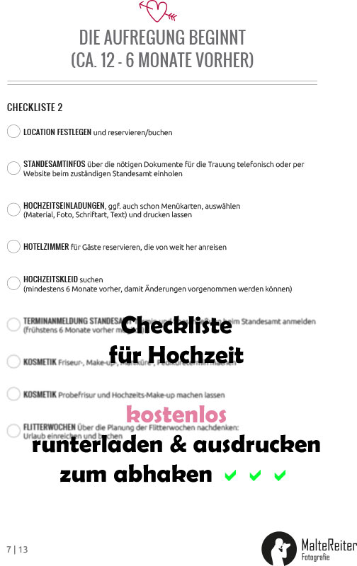 Checkliste für Hochzeit als PDF herunterladen